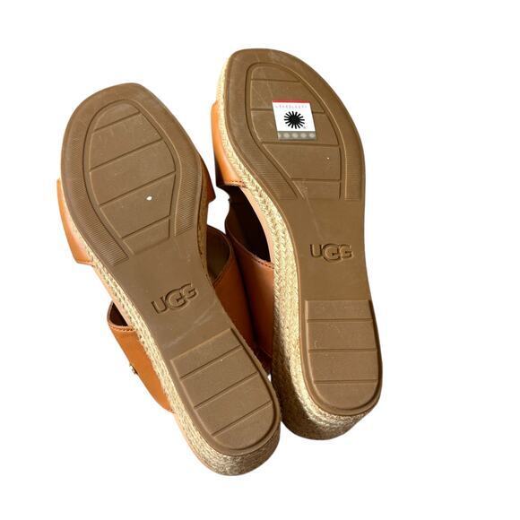 UGG Eirene Leather Espadrille Wedge Sandal Tan Brown Size 10 - Picture 11 of 11